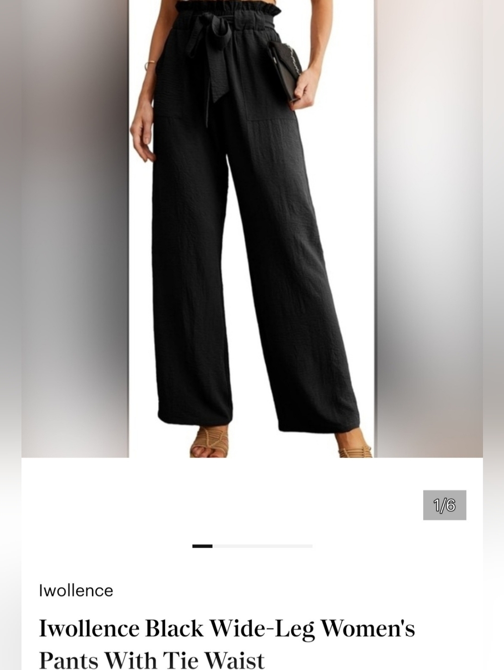 Black Wide-Leg Pants with Tie Waist